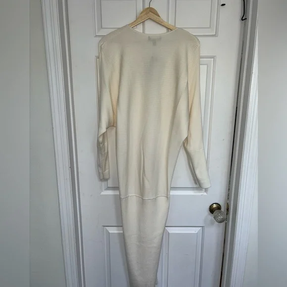 NWT. Retail $140. Size M. Banana Republic. Elegant Cream midi sweater dress. - Picture 2 of 3